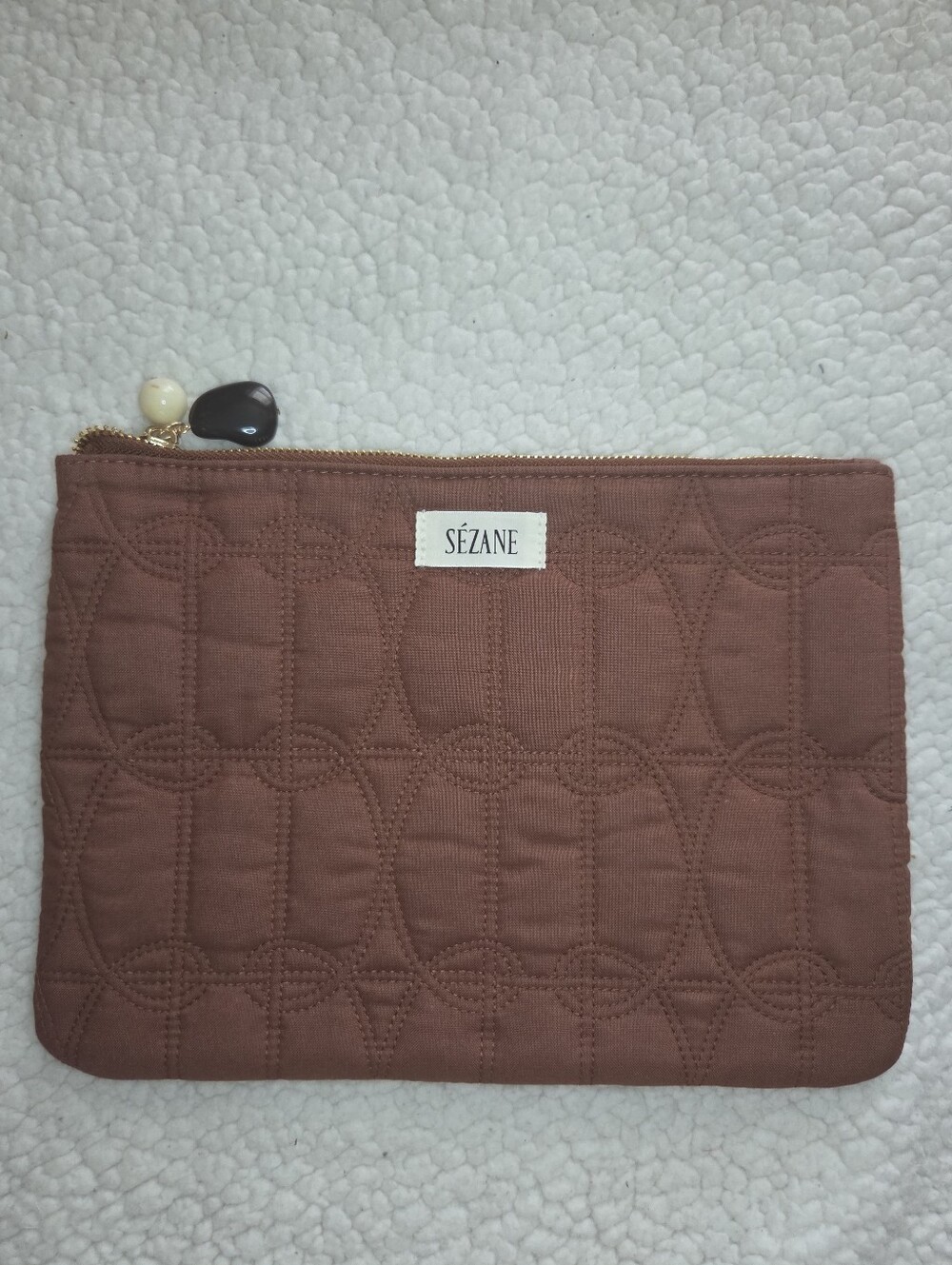 Sezane Large Quilted Zippered Pouch NEW